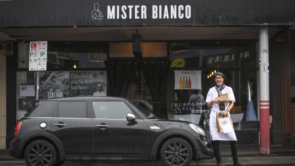 Joseph Vargetto, owner/chef at the Mister Bianco restuarant in Kewsays doing their own delivery is always better.