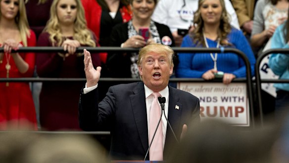 Donald Trump speaks during the campaign rally. 