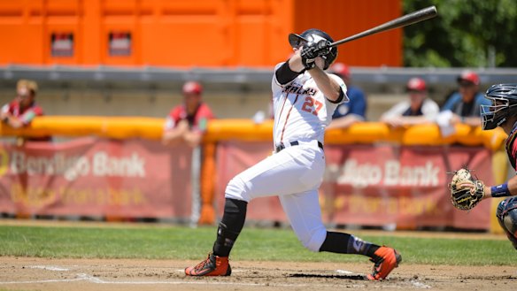 One of Canberra outfielder David Kandilas's 10 homers for the year. Can the BBL stars replicate his feats?