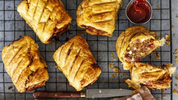 Spanish sausage rolls filled with chorizo and egg.