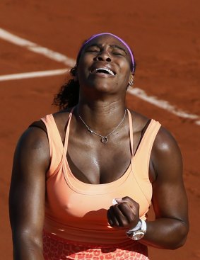 French Open: Serena Williams reacts after winning her match against Switzerland's Timea Bacsinszky.