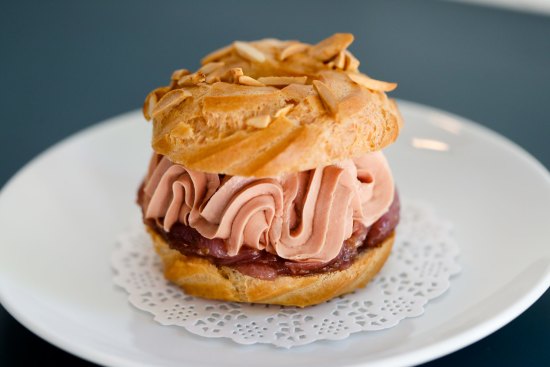 Cafe Paci's chicken liver Paris-Brest with onion jam. 