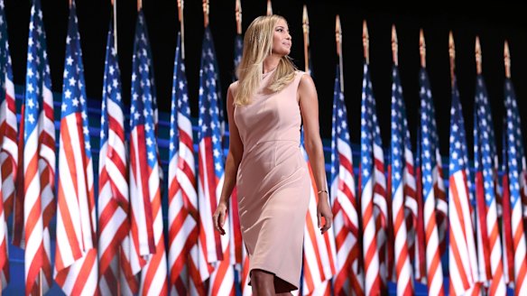 Promoting her brand: Ivanka Trump wore a dress from her clothing line at last year's Republican National Convention.