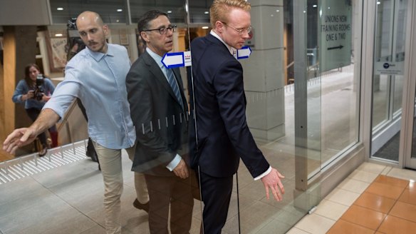 Legal representatives of Bill Shorten depart the NSW Union offices after NSW Police raided the NSW Workers Union.