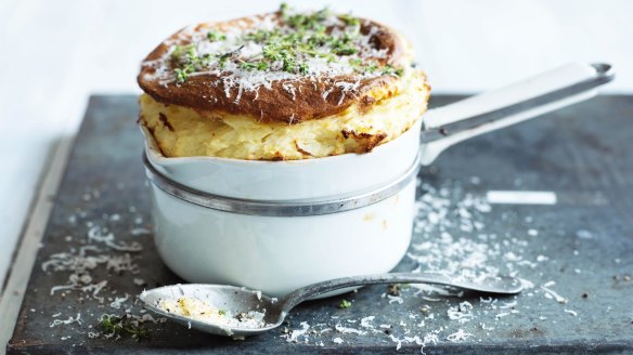 Jill Dupleix's really basic giant cheese souffle. 