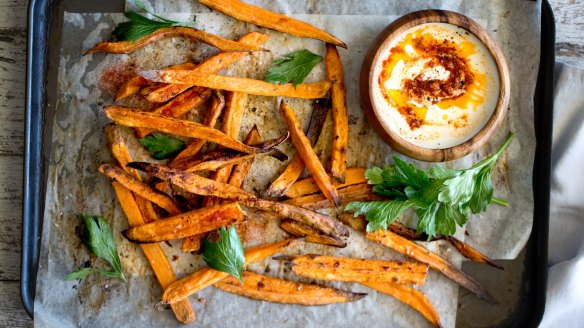 Dust sweet potato fries in sweet potato flour for extra crunch.