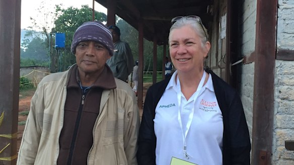 The author with a voter in Kalaw, Myanmar. 