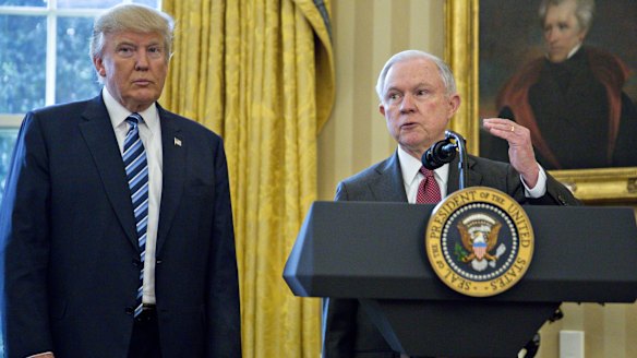 US Attorney-General Jeff Sessions with US President Donald Trump.
