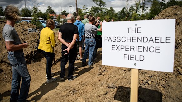 Tourists visit World War One trenches in Ypres.