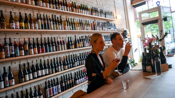 Public Wine Shop and it's wall of wonderful wine in Fitzroy North. 