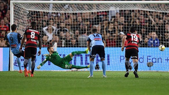 No mistake: Bobo scores from the spot.