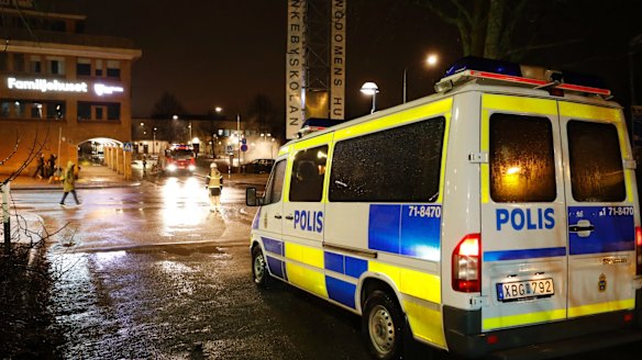 A police car in the Stockholm suburb of Rinkeby.