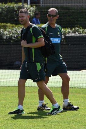 Back in action: Michael Clarke returned to the nets.
