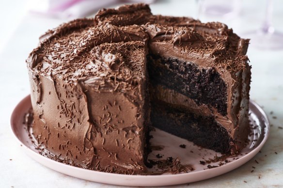 Dutch-process cocoa powder gives this cake and its icing a rich colour.