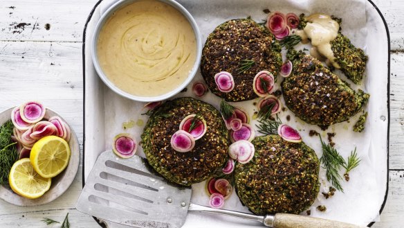 Chickpea flour is used in the filling for these falafel-stuffed mushrooms (