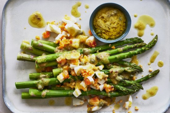 Dress up some asparagus spears with this egg vinaigrette.