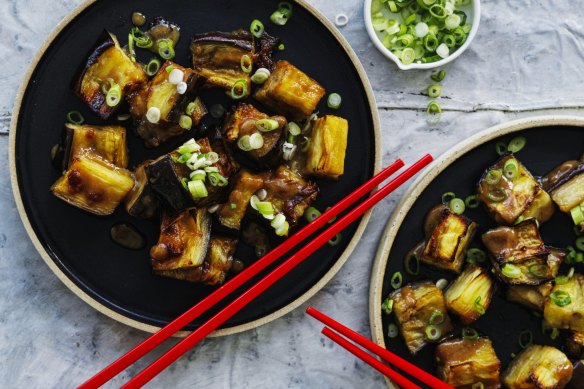 Adam Liaw's miso roasted eggplant.