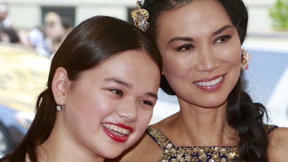 Red carpet debut: Grace Helen Murdoch with mother Wendi Deng Murdoch.