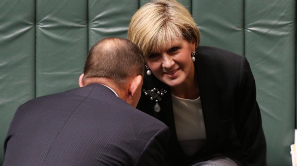 Prime Minister Abbott and Julie Bishop during question time on Monday.