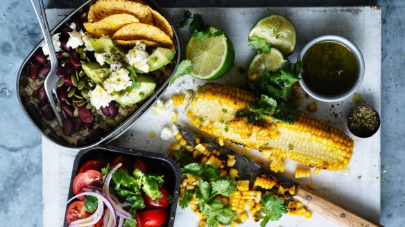 Fresh and colourful Texy-Mexy lunchbox salad.