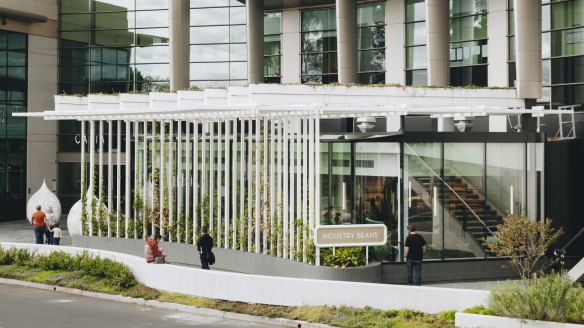 Industry Beans Chadstone is housed in a glass box attached to the main shopping centre.