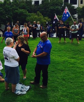 Protesters gather outside Parliament House for the Reclaim Australia rally.