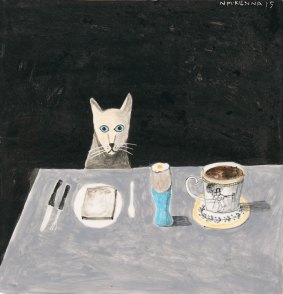 Cat at table, 2015 by Noel McKenna.