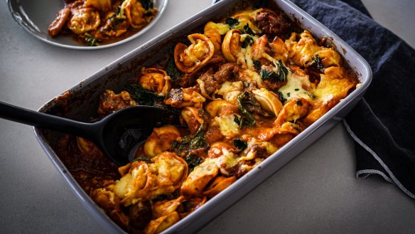 Batch cooking dishes like this sausage tortellini can help you resist ready-meals or ordering takeaway. 