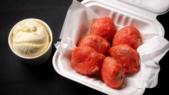 Deep-fried Oreos with ice-cream.