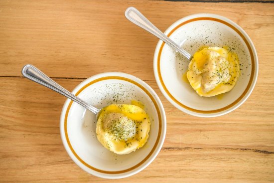 Pasta on a spoon.