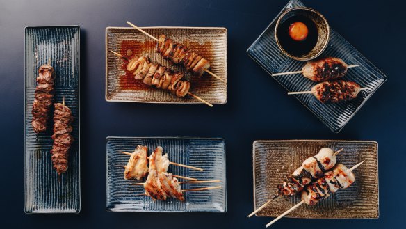 Assorted yakitori and kushikyaki at Robata.