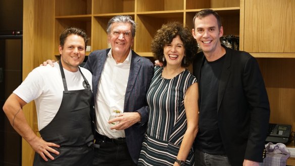 From left: James Viles, Terry Durack, Jill Dupleix and Rob Caslick at an EquiTABLE dinner.
