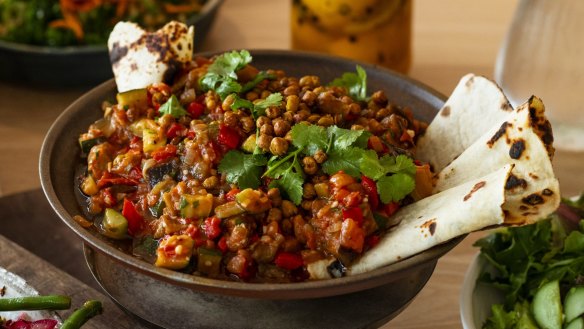 Serve this spiced ratatouille with flatbead.