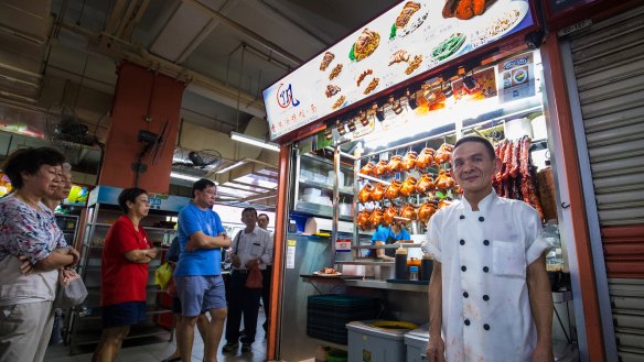 Chan Hong Meng at his stall in Singapore.
