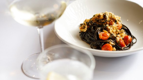 Squid ink linguine at Italian and Sons.
