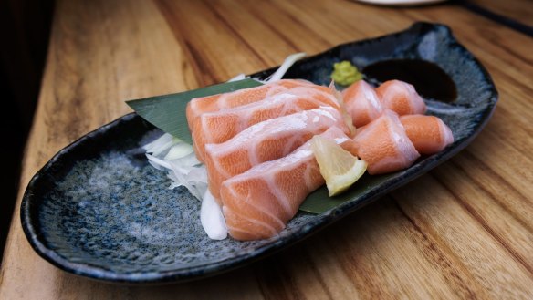 A salmon sashimi plate.
