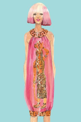 An illustration of a dress by Australia's Easton Pearson from the book <i>One Enchanted Evening</I>.