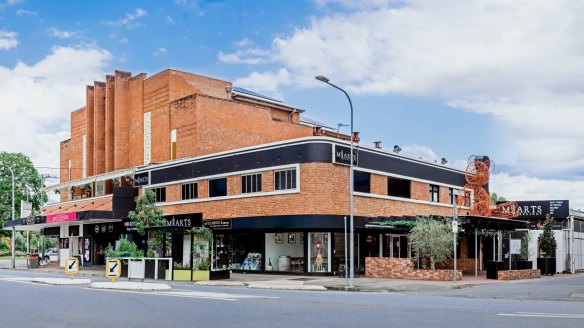 Livi slides into an art deco building in Murwillumbah's M|Arts Precinct.