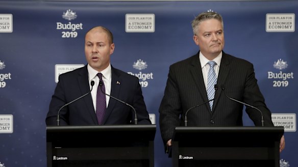 Treasurer Josh Frydenberg and Minister for Finance and the Public Service Mathias Cormann.