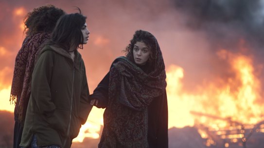 Israeli settlers burn tyres and block an entrance ahead of the upcoming eviction of the settlement of Amona in the Israeli-occupied West Bank. 