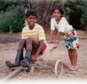 Bourke with her brother Damian.