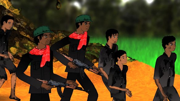 An animated scene in the film "Camp 32".