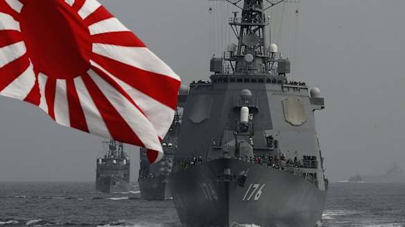 The Japanese Maritime Self-Defence Force during a naval fleet in October.