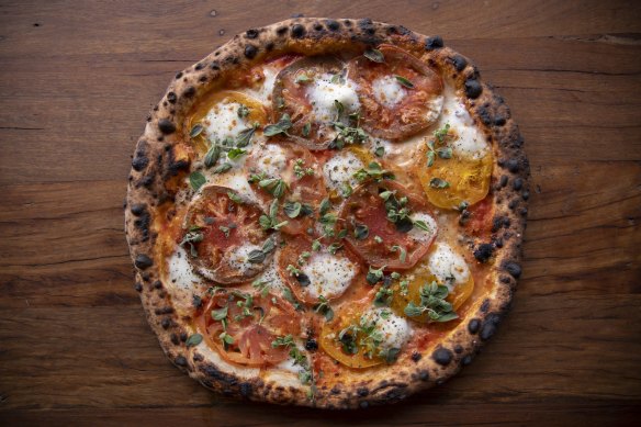 Impressively local: Tomato heirloom pizza. 