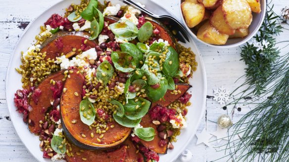 This festive roast pumpkin and grain salad has staying power.