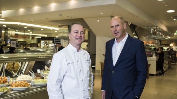 David Jones CEO John Dixon with chef Neil Perry, who is collaborating with the retailer on its gourmet food strategy.

