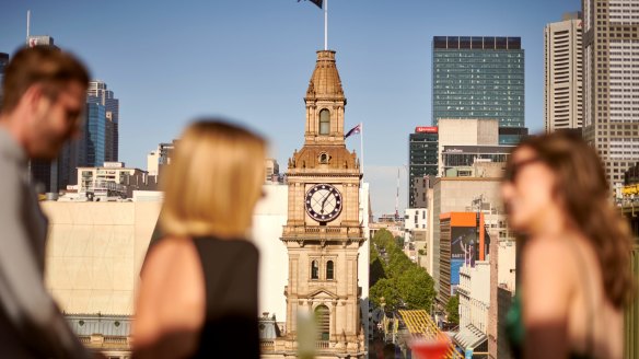 Eight floors above Bourke Street, The Stolen Gem has one of the best skyline views in Melbourne.
