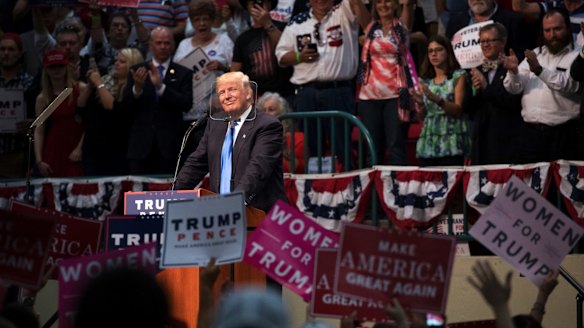 'Maybe an appetite for authoritarianism created him': Donald Trump in North Carolina this week.