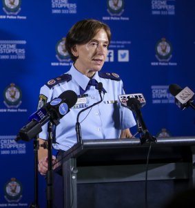 NSW Police Deputy Commissioner Catherine Burn talks to the media after the arrest of a third man in relation to the killing of Curtis Cheng.