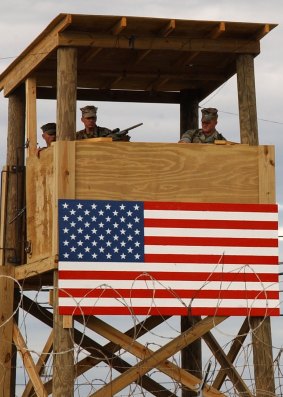 US troops on watch at their naval base on Guantanamo Bay in January 2002, when the first detainees in the "war on terror" arrived.